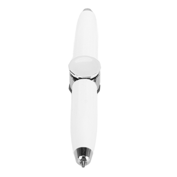Fingertopp glödande gyro kulspetspenna finger spinning skrivpenna med LED-ljus för att släppa stress vit