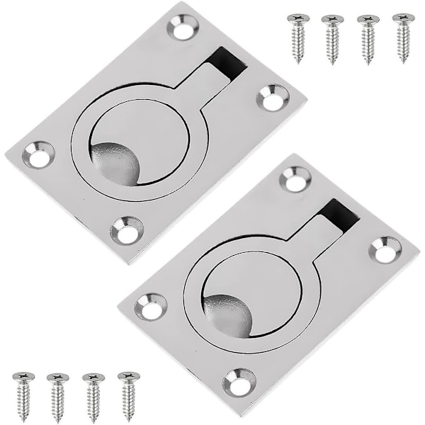2 PAKKER Båd Gulvlås Rustfrit Stål Ring Træk Håndtag Dæksluge Til Jolle Båd Yacht Etc Marine Tilbehør 64x44MM