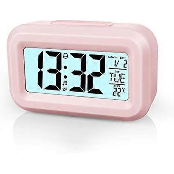 Rosa Digital Väckarklocka Sängbord, LED-display Klockor med Justerbar Snooze 12/24 timmar, Temperatur, Datum, Timer, Ljuskontroll Portabla Väckarklockor för Be