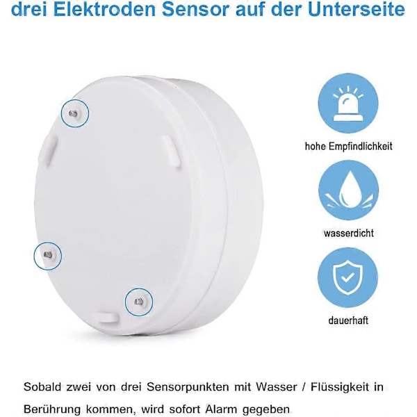 Vanddetektor 90dB Sirene Trådløs Vandsensor Vanddetektor til udsatte områder som køkken, badeværelse og kælder
