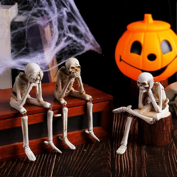See Hear Speak No Evil Skeleton - Resin Figurine for Gothic Home Decor 2