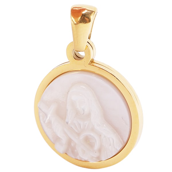 Guadalupe Pearl Pendant i rustfritt stål Madonna of Guadalupe Pearl Embossed Christ Pendant Smykker Gave