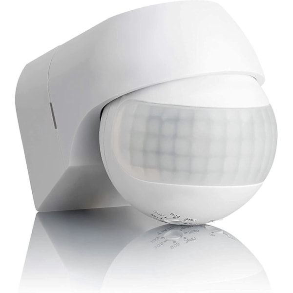 Sensor Utomhus IP44, Väggmonterad, Infraröd Rörelsesensor, LED-lämplig, Räckvidd max. 12m/180°, vridbar, max. 800/400W, vit