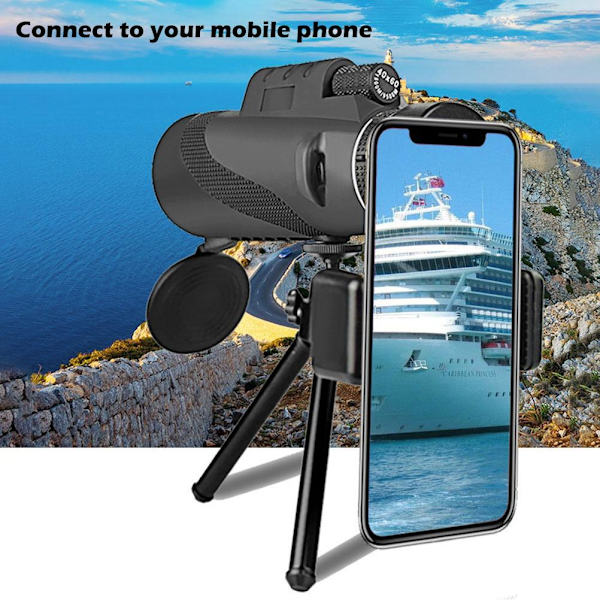Monokulär Teleskop 40X60 Hög Effekt HD Monokulär Teleskop med Smartphonehållare och Stativ Vattentätt Monokulär