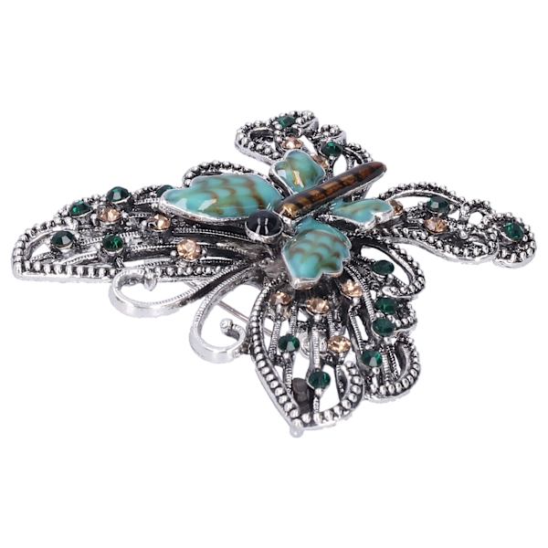 Brosch Pin Diamante ihålig fjärilsmönster Slipstift Kavajnålar Fest Corsage TillbehörGrön