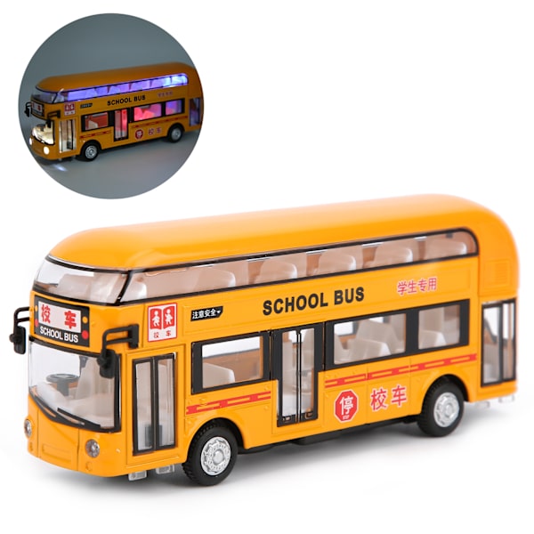 1:50 Barn Dubbeldäckare Buss Leksak Barn Ljud Ljus Simulering Legering Pull-Back Bil LeksakGul
