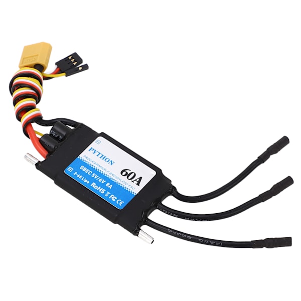 RC elektrisk fartskontroller 60A vanntett ESC for RC båt RC skipsmodell 5V 6V 8A svart