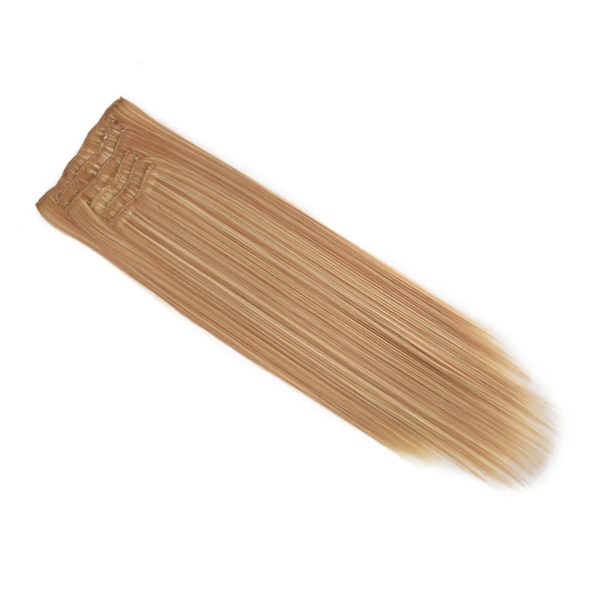6 STK Clip in Hair Extensions Lang rett parykk for daglig bruk Matt høytemperatur silke 16.27H613#