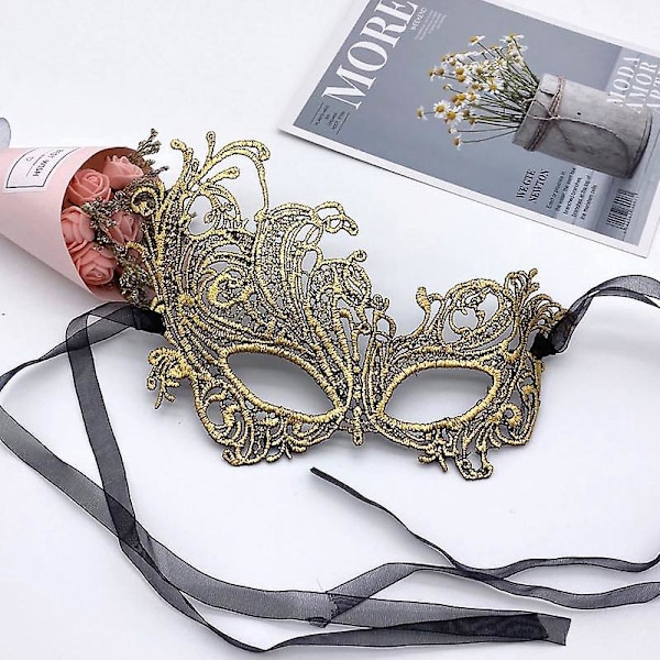 Blank Masken i Metall med Glitrende Rhinestones for Kvinner - Perfekt for Fest, Kveldsball og Ballarrangementer! (2 stk)