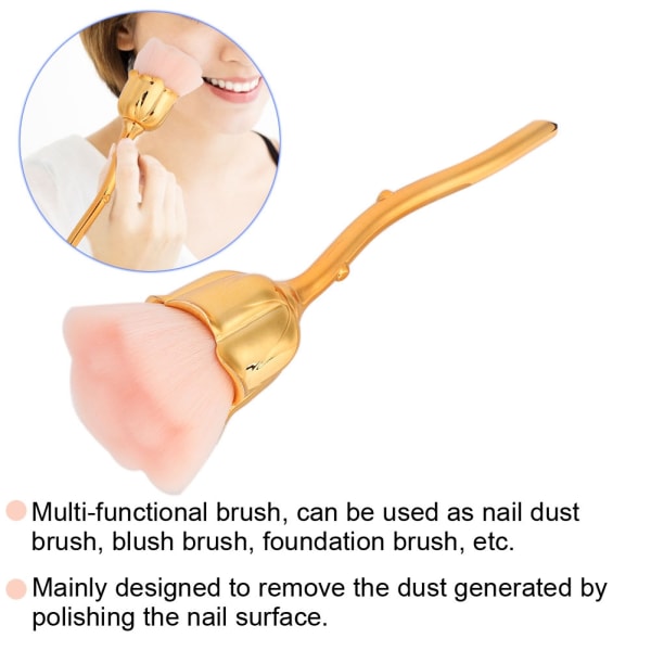 Rose Shape Langt skaft Nail Art Brush Manicure Neglepolering Dust Powder Removal Brush 01#