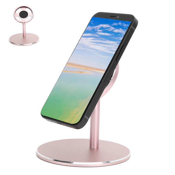 Trådlös laddningsplatta stativ telefonladdningsdockhållare för Magsafe för iPhone 12 rosa