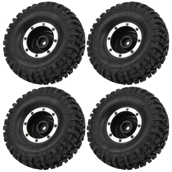 4 stk. 1,9 tommer RC Crawler-hjul med aluminiumslegeringsnav til 1/10 RC Crawler, sort