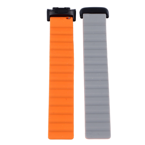 2 stk. urremme Professionel silikone rem Stærk magnetisk snap udskiftning armbånd til Fitbit Charge 6/5 grå orange