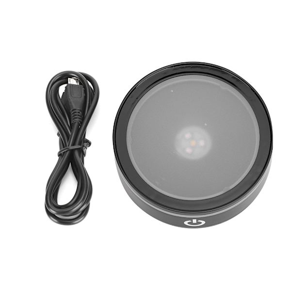 LED Bas Kristall Svart Flat Touch Multi Mode Färgglad Vitt Ljus 3D Inre Carving Laser Base