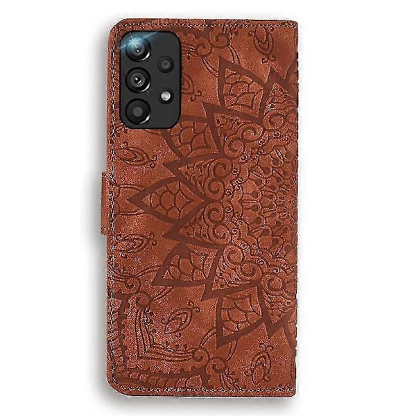 Wallet Case til Samsung Galaxy A33 5G Premium PU Læder Flip Cover Mandala Brun