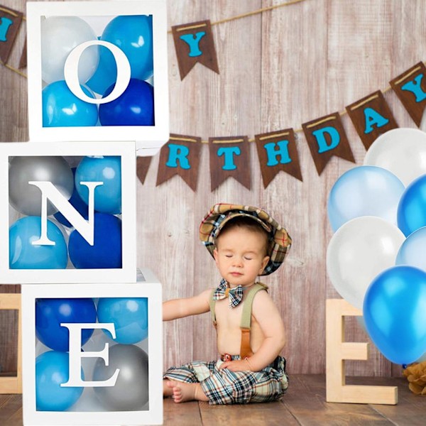 Første fødselsdag ballonæsker til baby dreng pige med 26 10 tommer balloner baby 1. fødselsdag dekoration fotoshoot rekvisitter baggrund