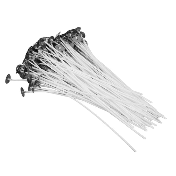 100 STK Bomullsveke 15 cm Vanlig Hvit Soyavoks med Base for Duftlys