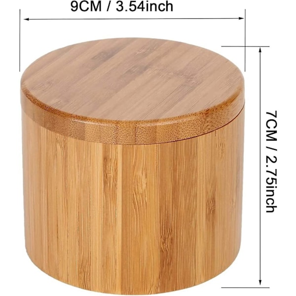 1 kpl Bambu Suola- ja Pippuripurkki Maustepurkki Pyöreällä Kiertävällä Bambukannella Orgaaninen Puu Ilmatiivis Keittiön Säilytykseen Maustesarja 9 x 7 CM