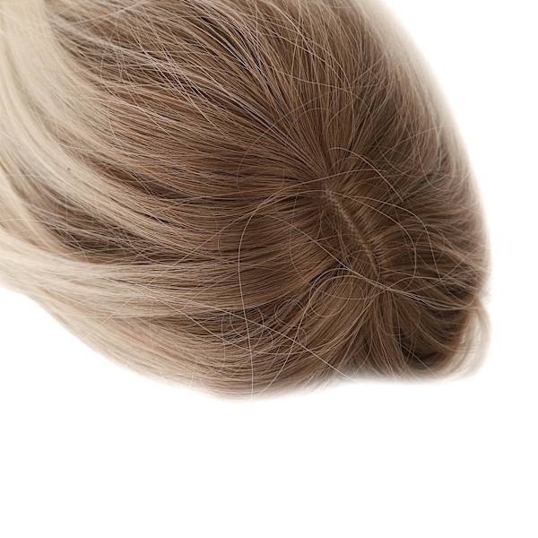 Gradient Blond Brun Lang Krøllet Parykk Dame Varmebestandig Syntetisk Parykk med Bang for Cosplay Party