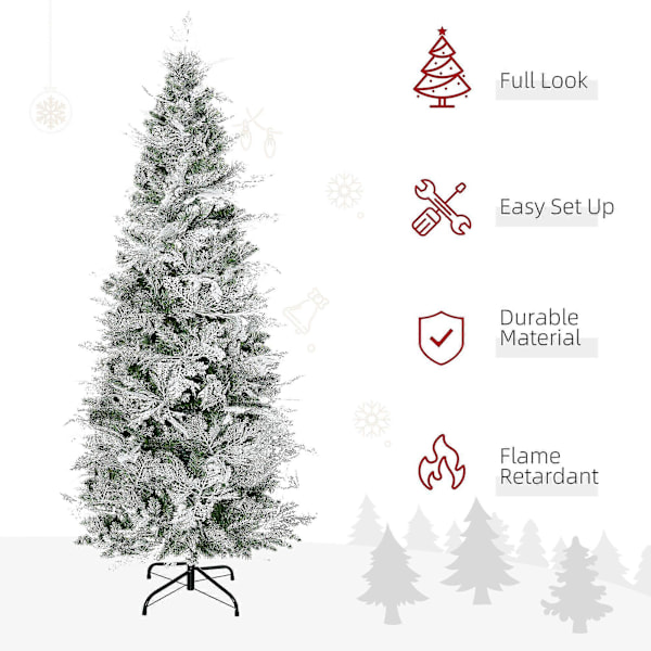 180 cm Kunstig juletre med snødekte grener og smal form