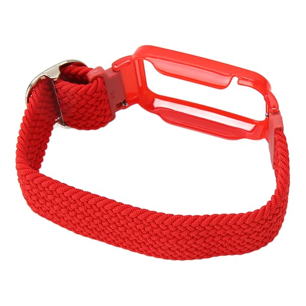 Flätat Loop-armband för Mi Band 7 Pro Justerbart Elastiskt Nylon Loop-armband med Skyddsram Rött Armbandsfodral