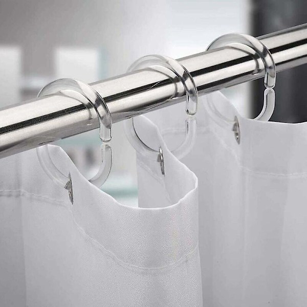 12 Stycken Transparenta Duschdraperiringar, Plast Duschringar, C-Formade Duschdraperiringar, Draperihängare, Lämpliga För Badrum