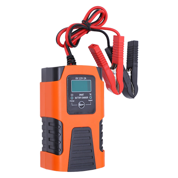 Smart Batterilader Automatisk 3-trins Selvbskyttelseslader med LCD-skærm AC100‑240V EU-stik
