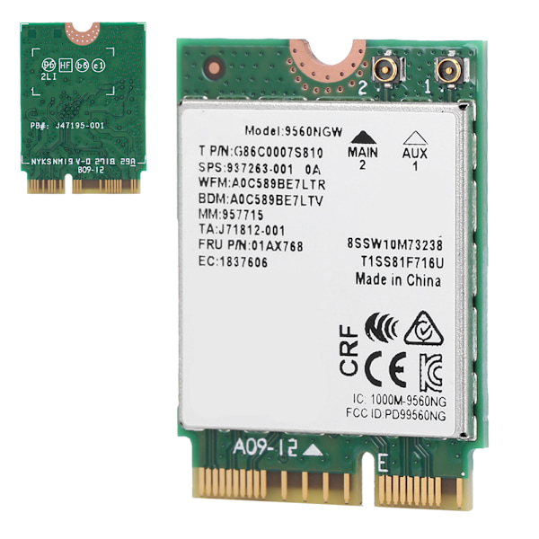 Langaton kortti Intel Dual Band AC 9560NGW NGFF 1.73 Gbps BT5.0 M.2 -kortti langaton Wifi