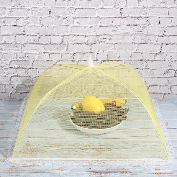 2st Mesh Cover Tält Tvättbart hopfällbart matparaply Köksredskap Gul 43x43cm
