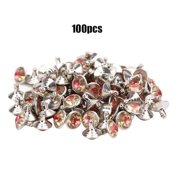 100 st kristallrhinestone rördiamantnitar för bagage / skor / hattar / klädtillbehör 9 mm rosa hjärta vit diamant