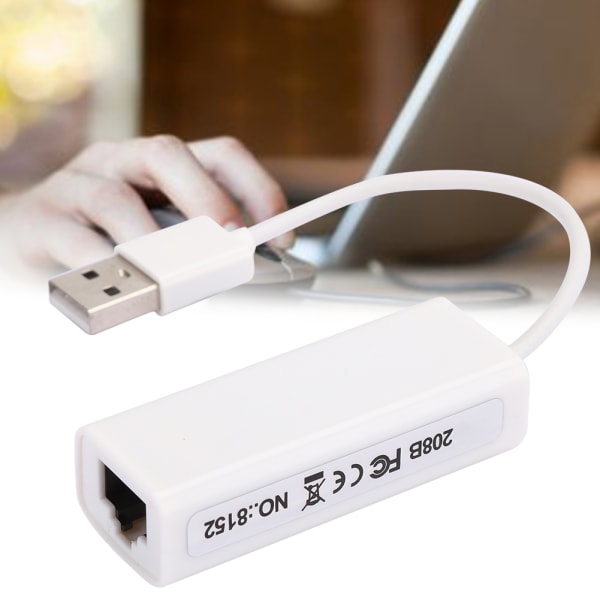USB2.0 Ethernet Adapter RJ45 Vit ABS RTL8152B Chip Dator Externt Nätverkskort