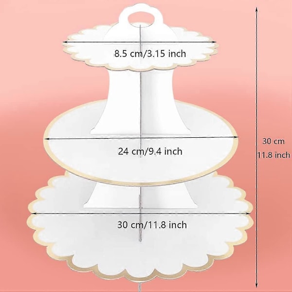 2-pack Kartong Tårtställ, 3-vånings Pappersmuffinsställ Dessert Bakverk Torn Runda Tårtställ för A