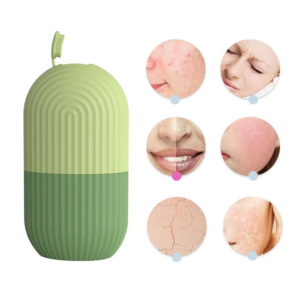 Ansiktsmassager Isbricka Mini Ansiktsvård Krympa Porer Kubbricka Arm Iskompress Kylrulle Rand Grön
