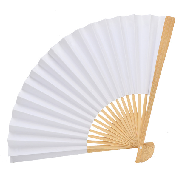 Hvitt DIY Paper Tre Folding Fan Kalligrafi Maleri Tegning Fans Dekor Gift