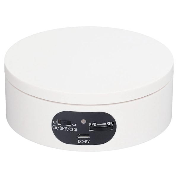 Roterende displaystand 5,5 lb bæreevne 360 graders fotografering drejeskive Stik i batteri knap hastighedskontrol Hvid 16cm/6,3in