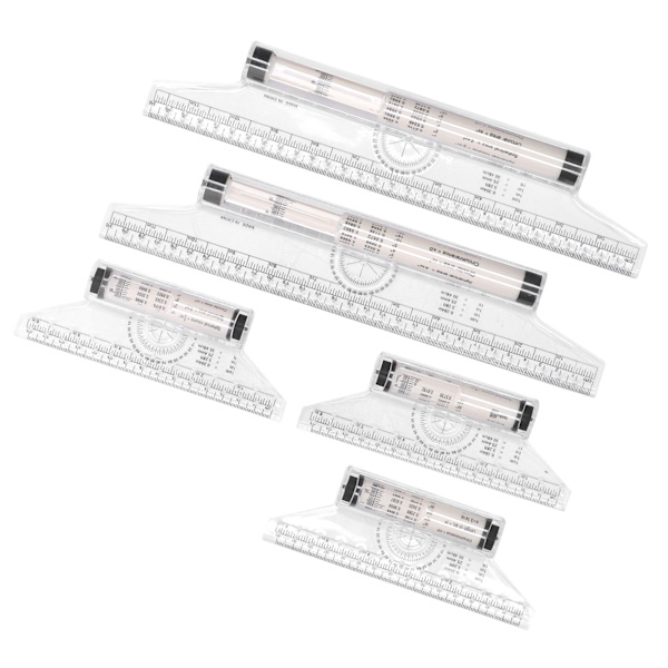 5 stk Måling Rulle 15 cm 30 cm Klar skala Transparent letvægts parallel rullelineal med formler til arbejde