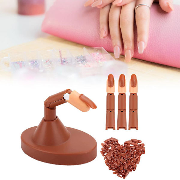 Övningsfinger för akrylnaglar Återanvändbara nagelspetsar Övningsmodell Flexibel fingerhållare Rörlig nagelövningshand Kits Nagelkonstverktyg