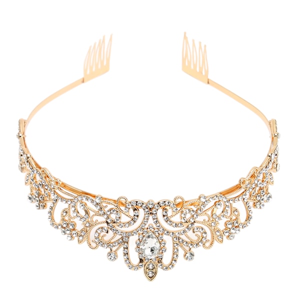 Gull brudekroner, fasjonabel, vakker, elegant, glitrende bryllupsprinsessekrone for fest