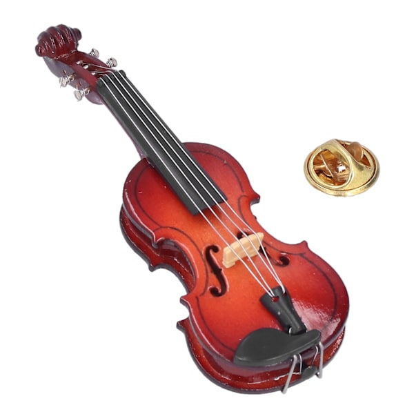 Violin Brosche - Udsøgte detaljer uden pigge - Mini musikinstrumentmodel til gavegivning og kjoledekoration