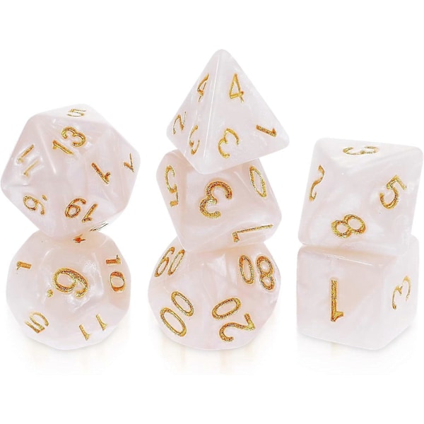 7-osainen DND-nopan sarja Dungeons & Dragons -peliin, Purple Nebula monisivuiset nopat RPG-roolipöytäpeli (valkoinen)