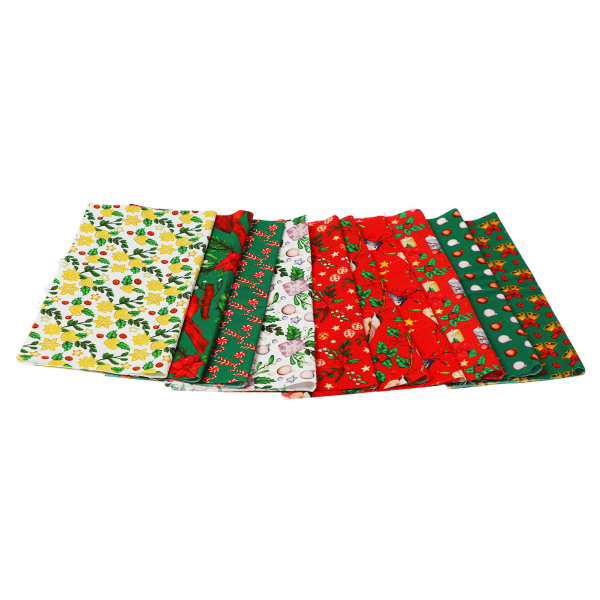 10st jul bomullstyg Olika mönster Multi färger Ren bomull Quilttyg för jul DIY Hantverkssömnad 50x50cm / 19,7x19,7in