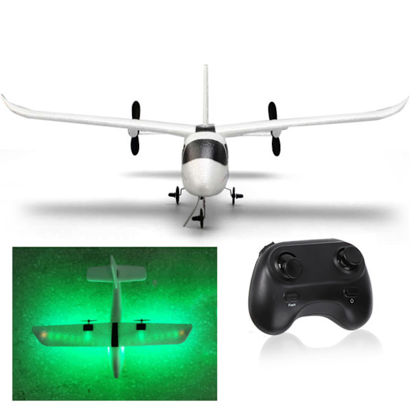 DIY Fixed Wing Airplane Svævefly Drop Resistant Fjernbetjening Aircraft RC Plane (Med LED)