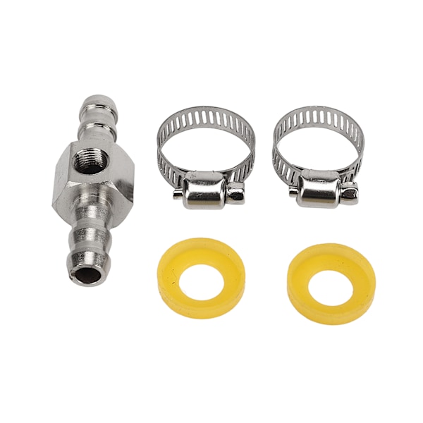 T-fitting adapter i 304 rustfrit stål og gummi med høj ydeevne til brændstoftryksmåler eller sensor 3/8in passer til 9,5 mm ID