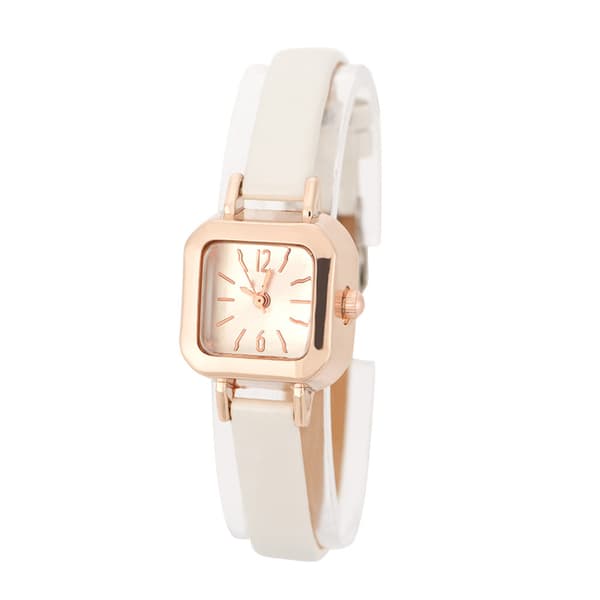 Moteriktig dame Quartz armbåndsur Analog PU-stropp armbåndsur (Hvit)