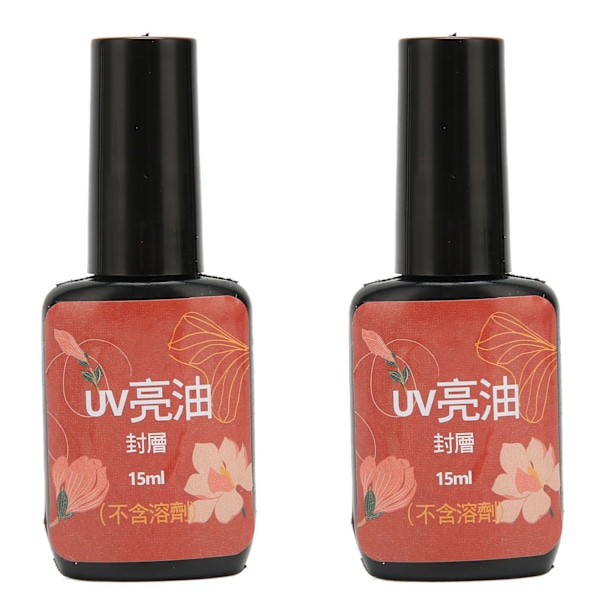 2 stk. 15 ml neglelak top coat transparent slidstærk ridsefast lækagesikker top coat til neglelak