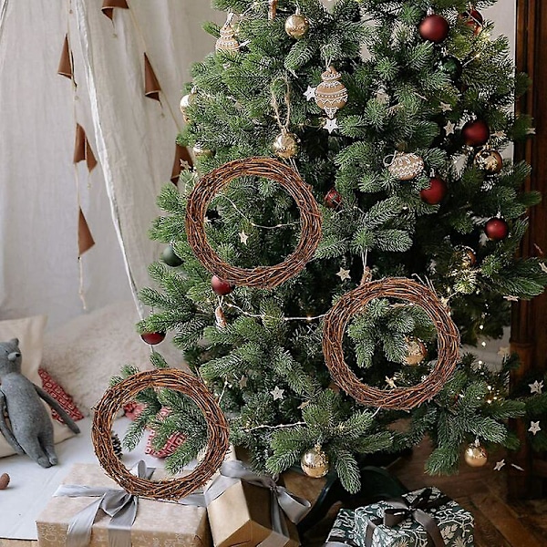 5 Stykker Julevinsranke Krans DIY Naturlig Vinstok Gren Krans Rotting Krans Blomsterbøjle Ring Guirlande til Get-Rich Julefrokost Dekoration