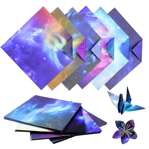 200 ark himmel scrapbook papir dobbeltsidet origami papirsæt smukt ydre rum stjernemønster origami papir, foldning til børn lærere scrapbook P