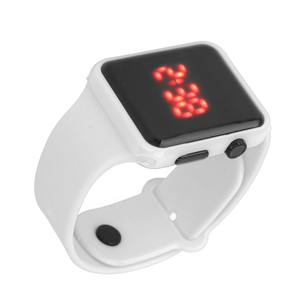 Watch LED-näyttö Neliön muotoinen taustavalo Design Digitaalinen watch vapaa-ajan toimintaan Valkoinen