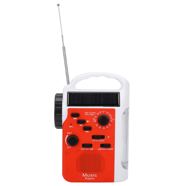 Plast Solar Bärbar Handvev Multi Am FM-radio Mobiltelefon Power Bank LED-ficklampa Nödlarm (Röd)