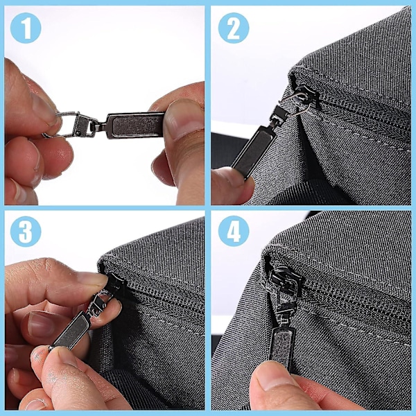 Universal 6-pack med utbytbara dragkedjor för kläder, jackor och byxor